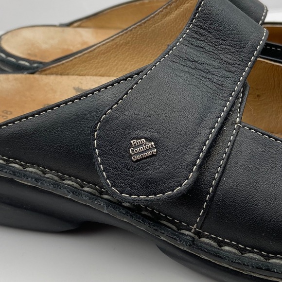 Finn Comfort Black Leather Mary Jane Clog Sandals EU 38 US 7 Comfort Germany - Picture 5 of 12